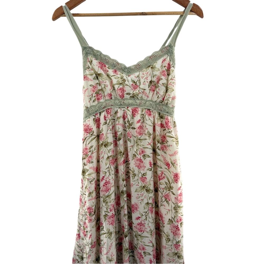 MINE ANTHROPOLOGIE FLORAL LACE TRIM RIBBON STRAP BACK TIE MIDI DRESS SIZE MEDIUM - Picture 4 of 14